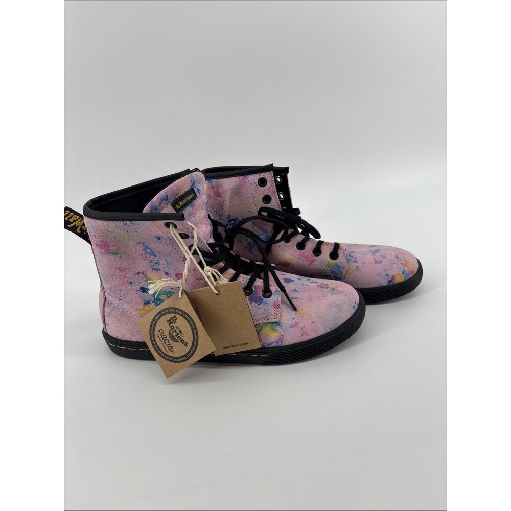 Dr Martens Sheridan Pink Rainbow Burst Suede Boots Soft Wair Womens Size 8